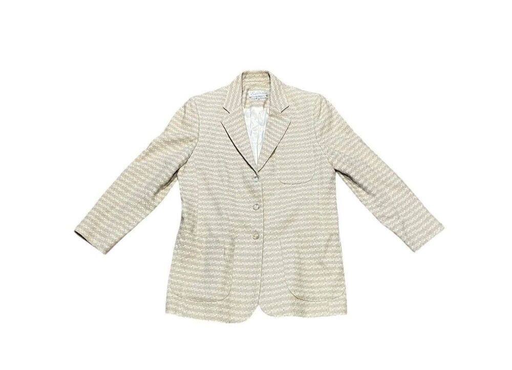 Emil Rutenberg Womens Size Medium100% Handspun Silk Blazer - Ivory - Vintage
